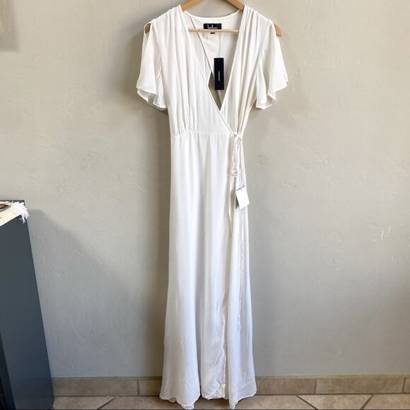 NWT Lulus Azalea Regalia White Wrap Maxi Dress‎ - Picture 7 of 11